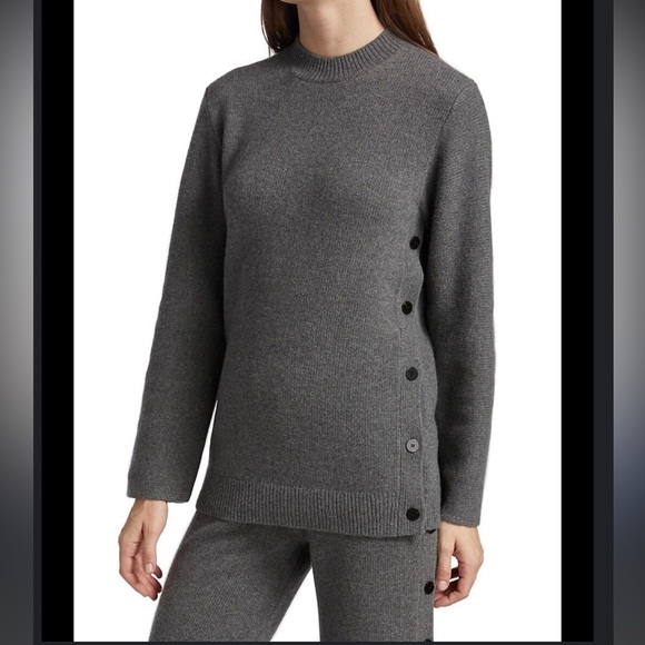 Theory Gray Button Detail Tunic Sweater Small - Picture 3 of 11